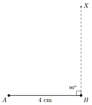 Step 2: Construct angle 90 at B